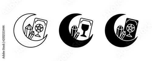 Fotografia Mystical Moon Icons: Tarot Cards, Crystals, and Chalice Symbols for Esoteric and