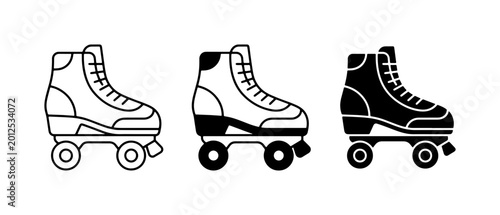 Bild auf Leinwand Retro Roller Skate Icons, Vintage Quad Skates Set, Classic Outdoor Sport Equipme