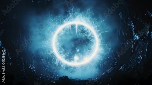 Glowing Energy Portal in Dark Cave Futuristic Sci Fi Cinematic Background