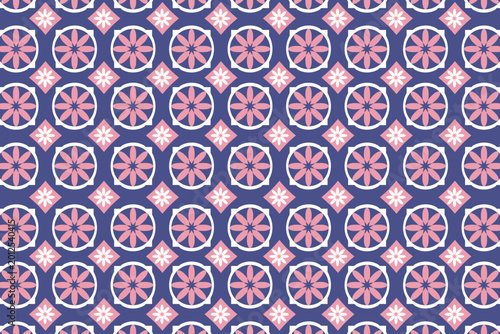 fabric pattern pink flower dark blue background