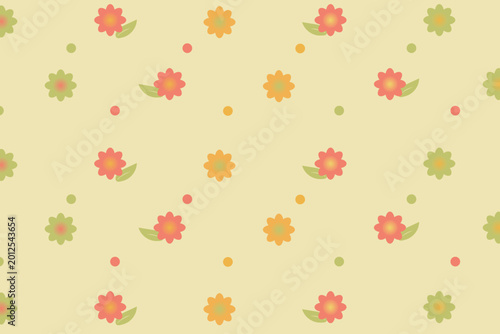 Gradient colorful cute flower pattern design with soft background