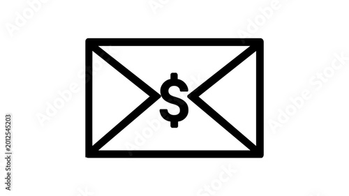 Free Download Minimalist vector icon illustration of a sealed envelope with a dollar sign symbol, representing a letter of credit, financial mail, money transfer, or payment notification in clean line art style. - GFXLoad