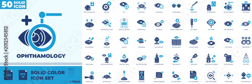 Fotografie Opthamology Solid Color Editable Icons set