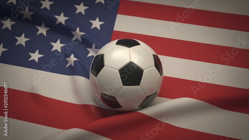 American football ball on flag background