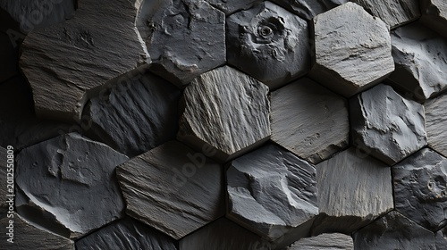 Natural Basalt Columns Geological Rock Formation Pattern.