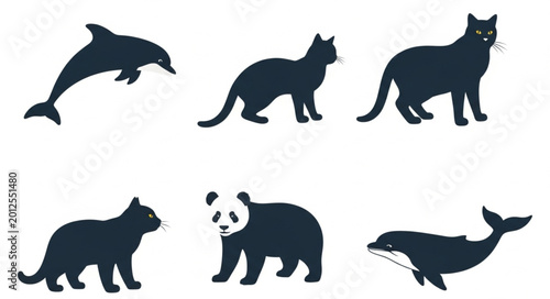 Canvas Print Silhouettes of various wild animals.