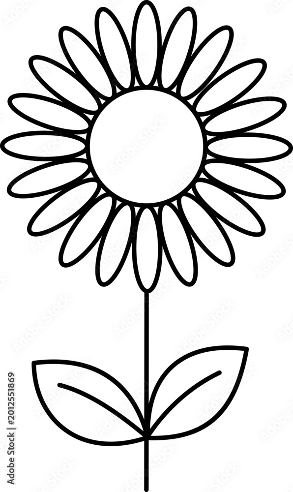 Fototapeta premium Simple Sunflower Line Art Illustration