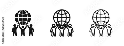Canvastavla Global Teamwork and Collaboration Icon - People Holding Up the Earth