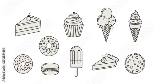 Konstfotografi Variety of sweet dessert food items.