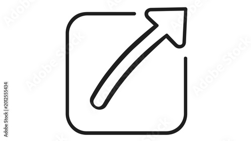 Minimalist vector icon illustration of an external link or export symbol, featuring a clean line art square with a diagonal arrow pointing out, perfect for UI/UX design and web navigation.