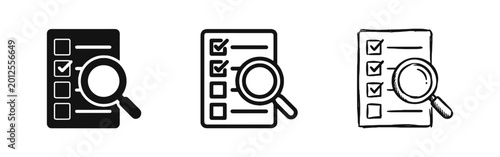 Bild auf Leinwand Document Audit and Quality Control Inspection Icon Set