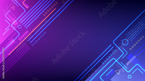 Canvas-taulu futuristic technology neon background with blue and purple geometric tech lines