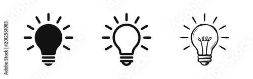 Bild auf Leinwand Light Bulb Icons Set, Creative Idea and Innovation Concept, Solution and Brainst
