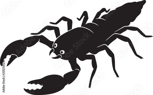 Foto Black silhouette of a scorpion stylized vector illustration for graphic design i