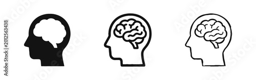 Foto Human mind and intelligence icons in solid, outline and hand-drawn styles