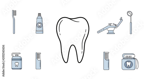 Slika na platnu Dental care toothbrush toothpaste tools.