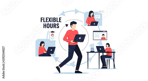 Flexible Hours Concept: Remote Work, Freelance, Work From Home