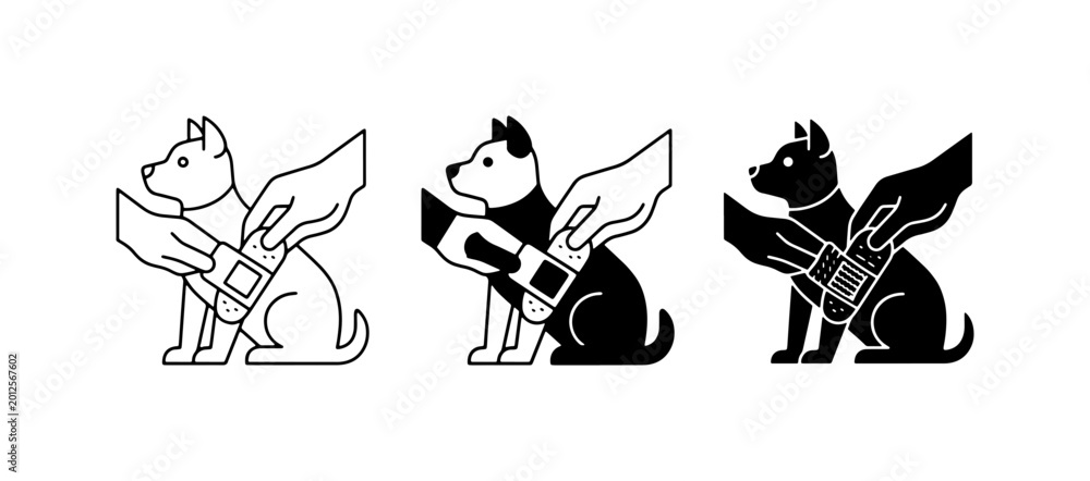 Obraz premium Dog Grooming Icon Set, Pet Care Symbols, Animal Hygiene Vector Graphics, Canine Beauty and Wellness Icons