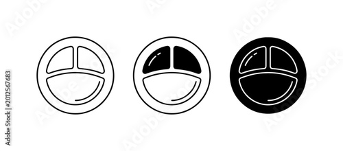 Photos Three Compartment Plate Icons, Divided Meal Trays, Portion Control Symbols, Simp