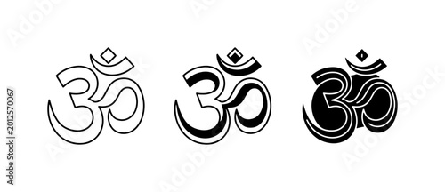 Foto Om Symbol Variations, Sacred Om Icon Set, Spiritual Om Graphics, Meditation Om D