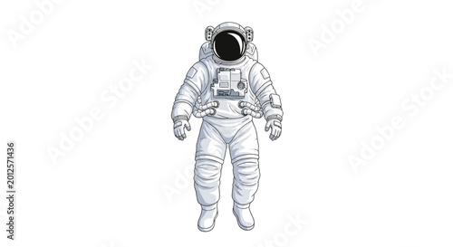 Astronaut floating in space, futuristic exploration, white suit, isolated