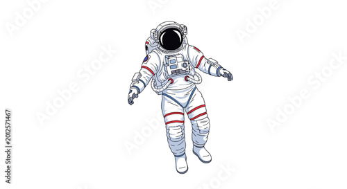 Konstfotografi Astronaut floating in space, white background