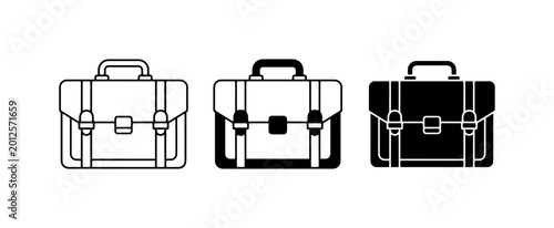 Foto Business Briefcase Icons, Professional Portfolio Vector Set, Classic Attache Cas