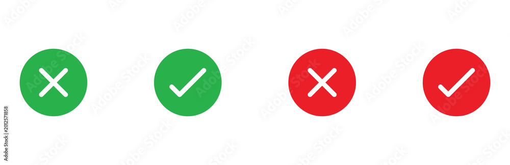 Fototapeta premium simple icon vector of tick and cross symbol. Yes, no, Correct, Wrong
