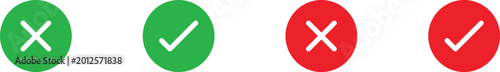 simple icon vector of tick and cross symbol. Yes, no, Correct, Wrong