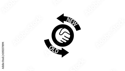 Tableau sur toile Buy a new one and bring the old one in exchange, black isolated vector silhouett