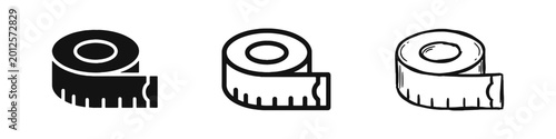Photos Measuring Tape Icons Set - Tailor Ruler Symbols for Sewing and Fitness