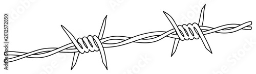 Fotografía Close up illustration of sharp barbed wire fence in minimalist continuous line a