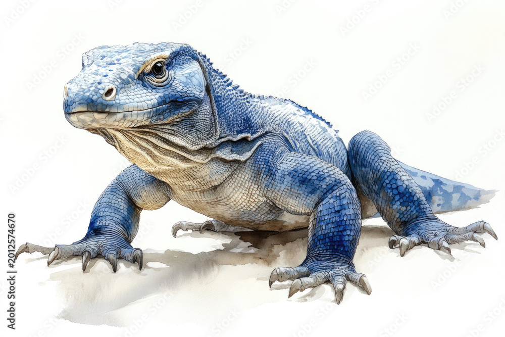 Fototapeta premium Full Body Fantasy Dragon with Blue and Grey Scales