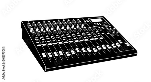 Schilderij op canvas Audio mixing console silhouette on a white background
