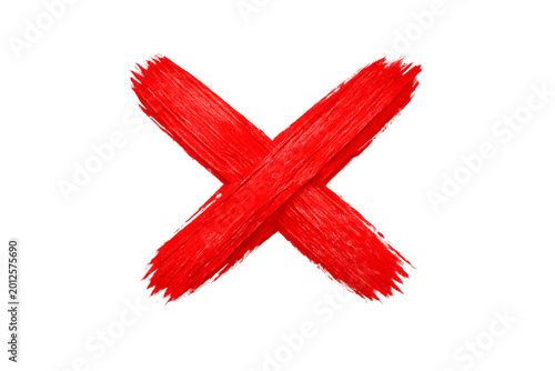 Red brush stroke x mark symbol for cancellation