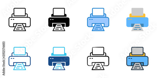 Quadro su tela Printer icons set multiple style collection. Editable stroke