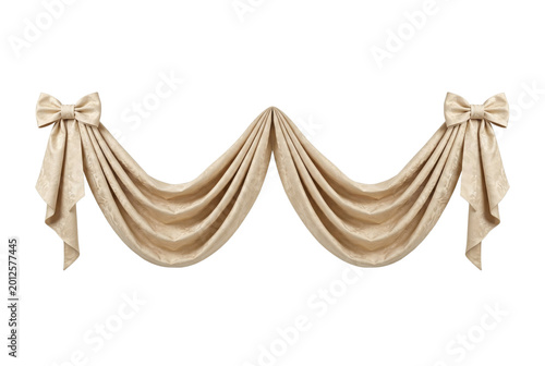 Принти на полотні Beige fabric window swag with bows isolated