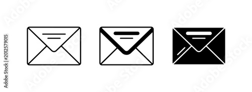 Email Icons Set, Envelope Symbols, Communication Graphics, Digital Mail Vector Art