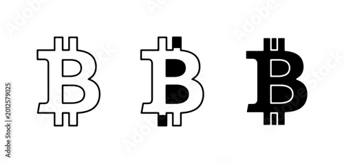 Bitcoin Symbol Variations, Cryptocurrency Icons, Digital Currency Logos, Blockchain Technology Graphics, Financial Symbols Set