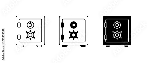Security Safe Icons, Money Vault Vector Graphics, Financial Protection Symbols for Business and Investment