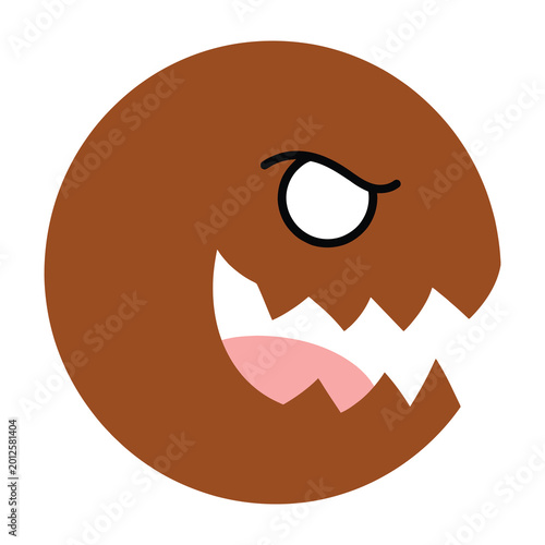 Slika na platnu Angry brown monster face emoticon character