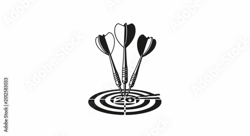 Three darts impale a circular target marked with the number twenty