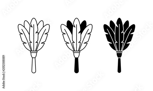 Bilde på lerret Feather Duster Icons Set, Cleaning Tools Vector Graphics, Vintage Brush Symbol C