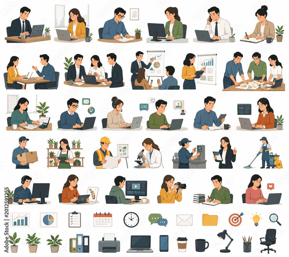 Fototapeta premium Business people collaborating and working in an office environment