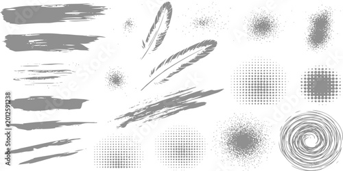 Quadro su tela Abstract Elements Collection: A compilation of gray, abstract artistic elements