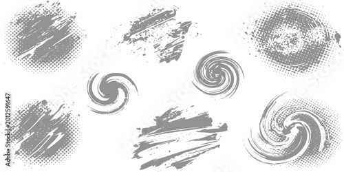 Canvastavla Abstract Graphic Element Collection: A curated collection of abstract graphic elements, comprising an assortment of textures and swirls in muted tones, ideal for design application