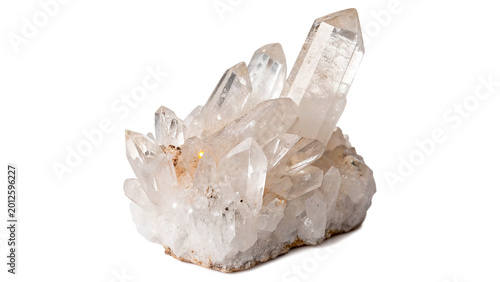 Foto Natural raw white quartz crystal for healing wellness and geological mineral col