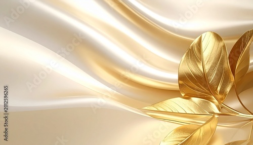 Elegant Gold and Ivory Silk Luxury Background With Soft Shimmer  © 伸之 緒方