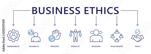 Foto Business ethics banner web icon vector illustration concept for web and print wi