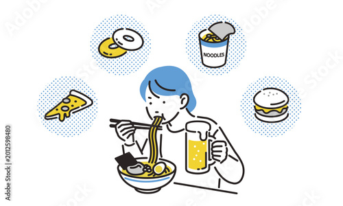 暴飲暴食をする女性